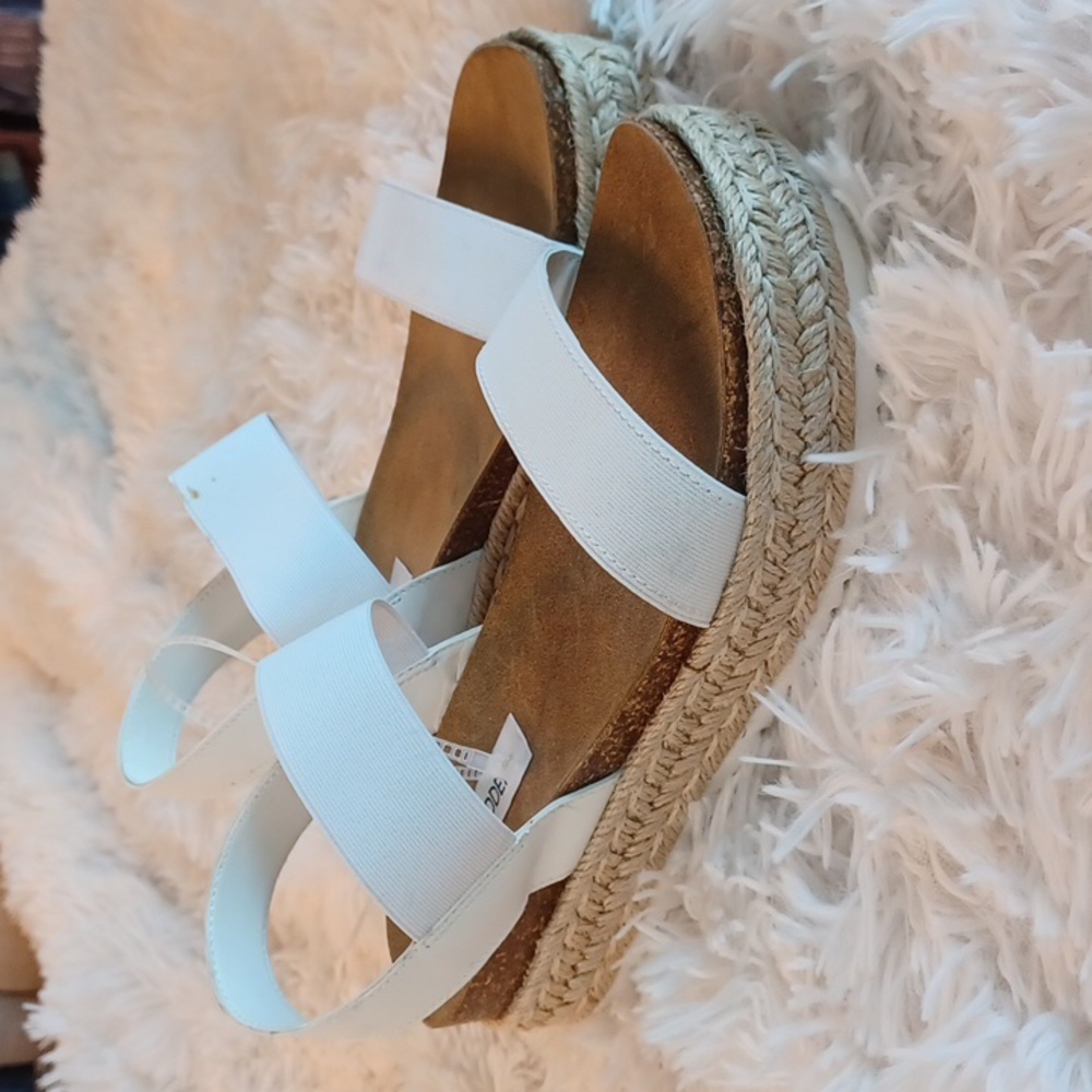 Steve Madden Womens Jaklin White Espadrilles Size 8Medium (B, M) Flawed⁹